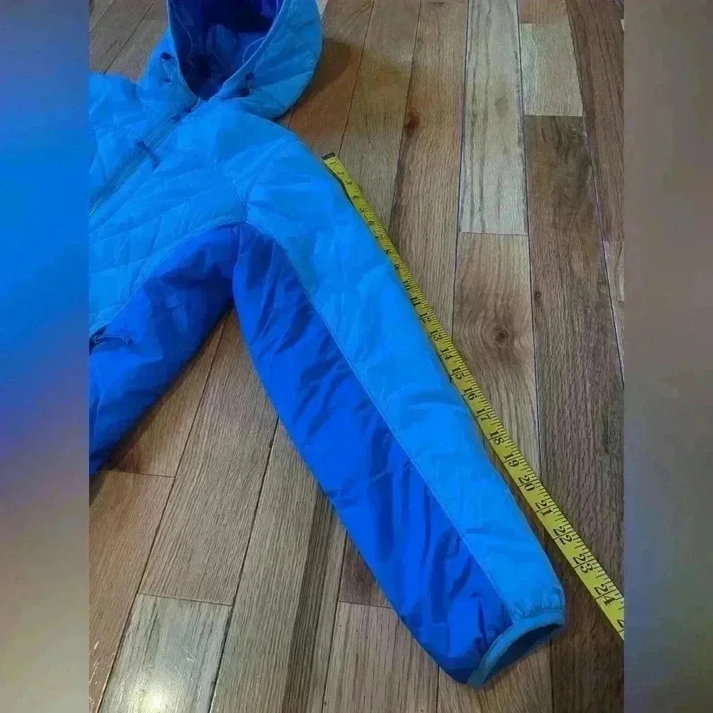 LL Bean Quilted Puffer Jacket Prima Loft Blue Hooded Stowaway Women's Size Small - Picture 12 of 14